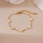Pearlescent Multi Heart Bracelet in White & Gold