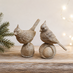 Shimmering Gold Cream Birds - Pair