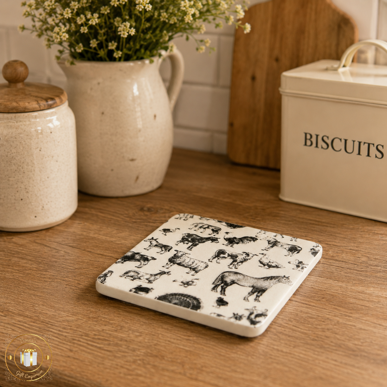 Farming Life Coaster - Cow Horse Sheep Goat Cockeral Duck