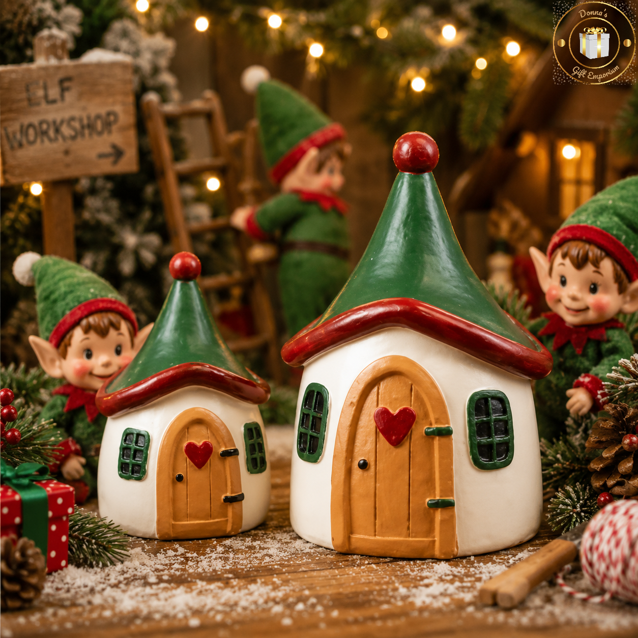 Magical Christmas Elf Houses - Pair