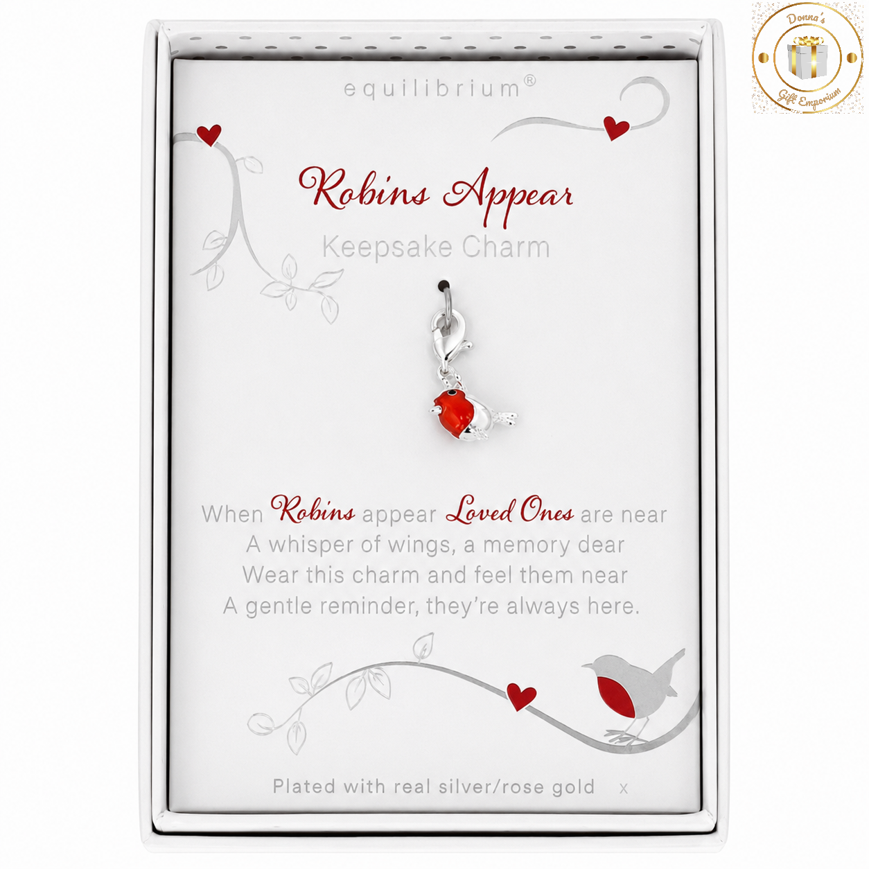 Robins Appear Silver Plated Keepsake Charm