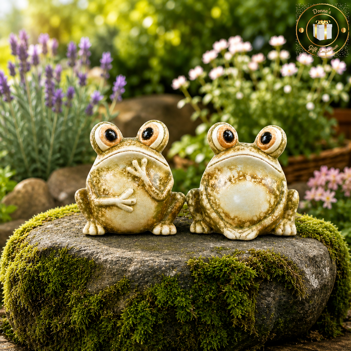 Terracotta Frog Garden Ornaments - Pair