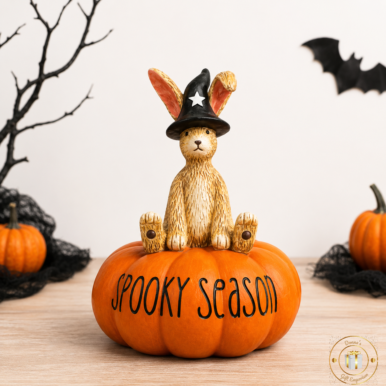 Spooky Season Bunny Rabbit On Pumpkin