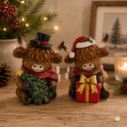 Festive Highland Cows Christmas Ornaments