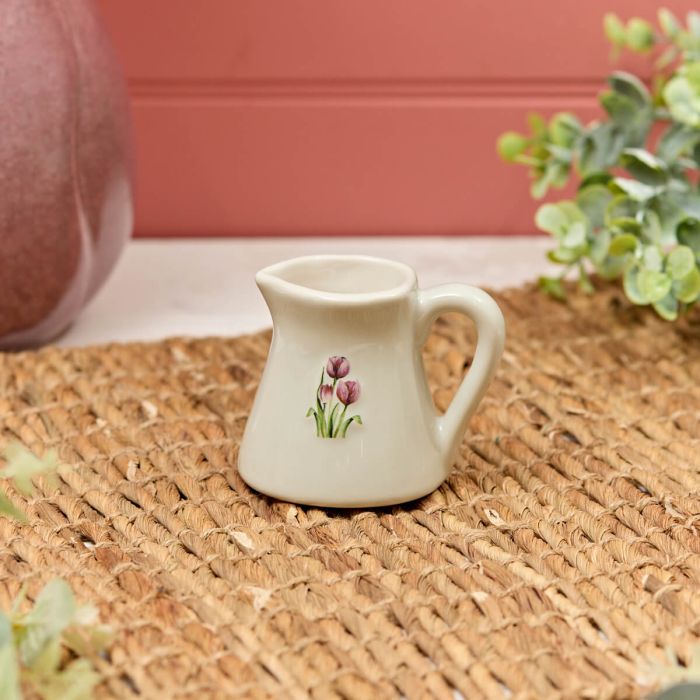 Stoneware Embossed Tulips Milk Jug, Mug & Large Jug