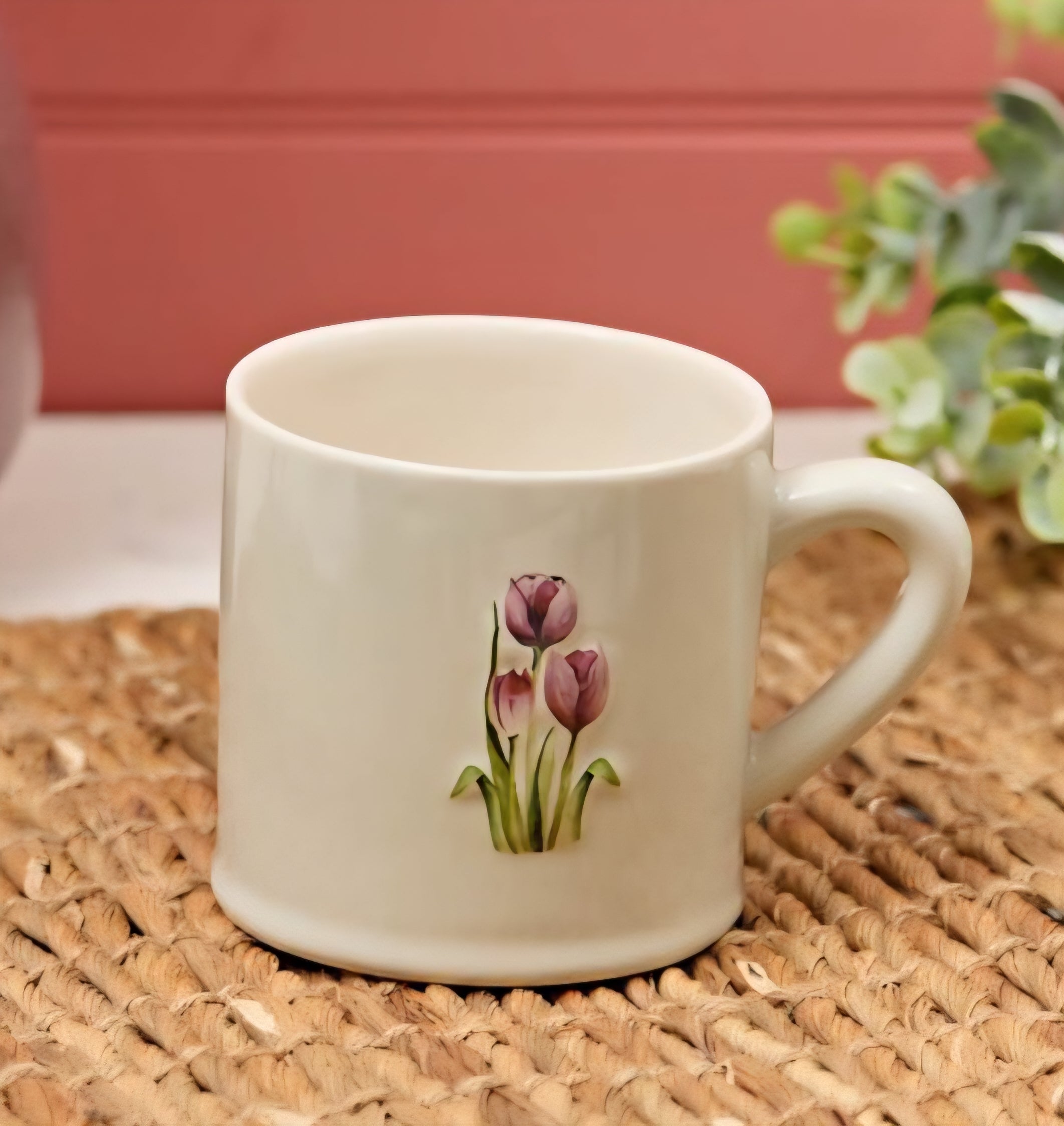 Stoneware Embossed Tulips Milk Jug, Mug & Large Jug