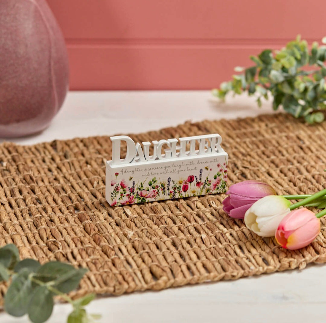 Floral Wooden Block With Verse - Mum Nan Sister Daughter Friend