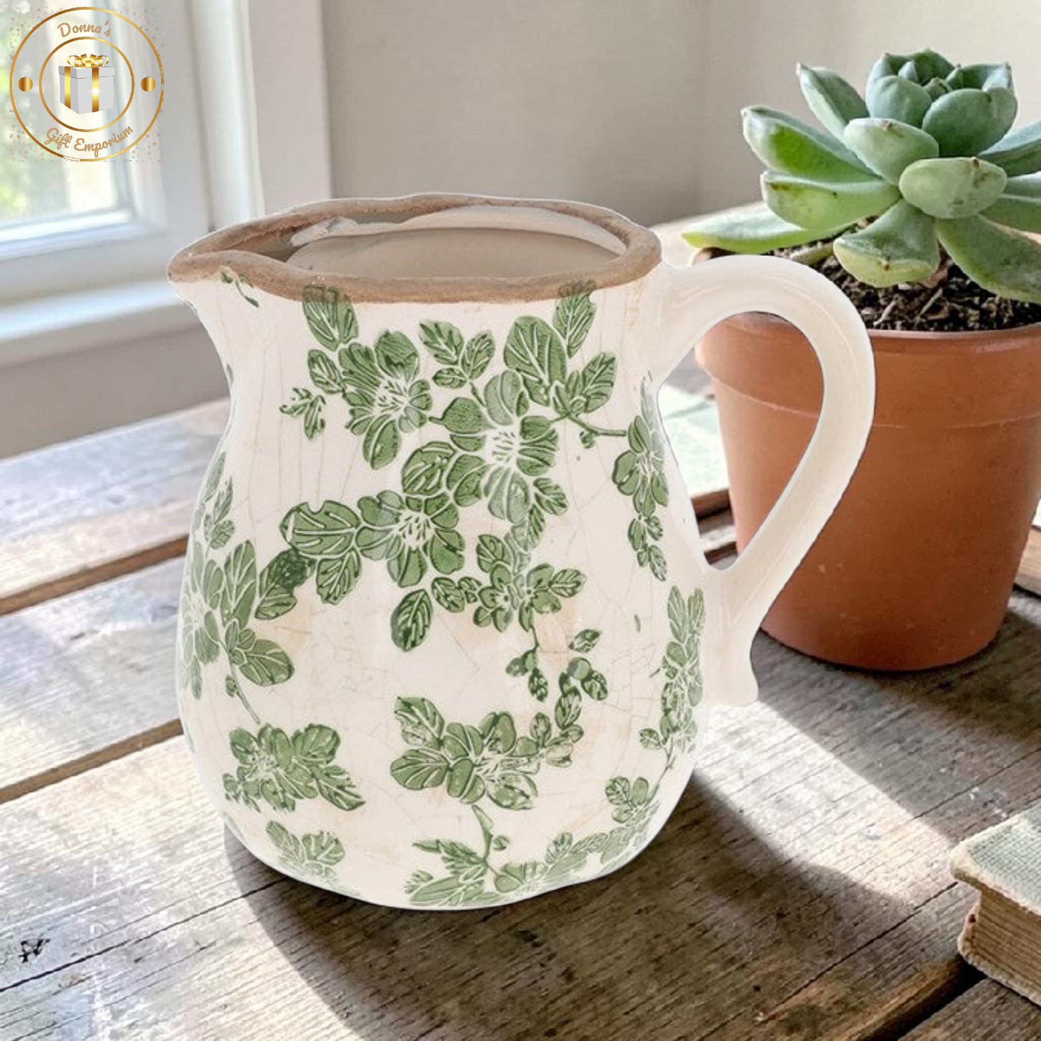 Green Clematis Garden Vase, Jug & Plant Pot