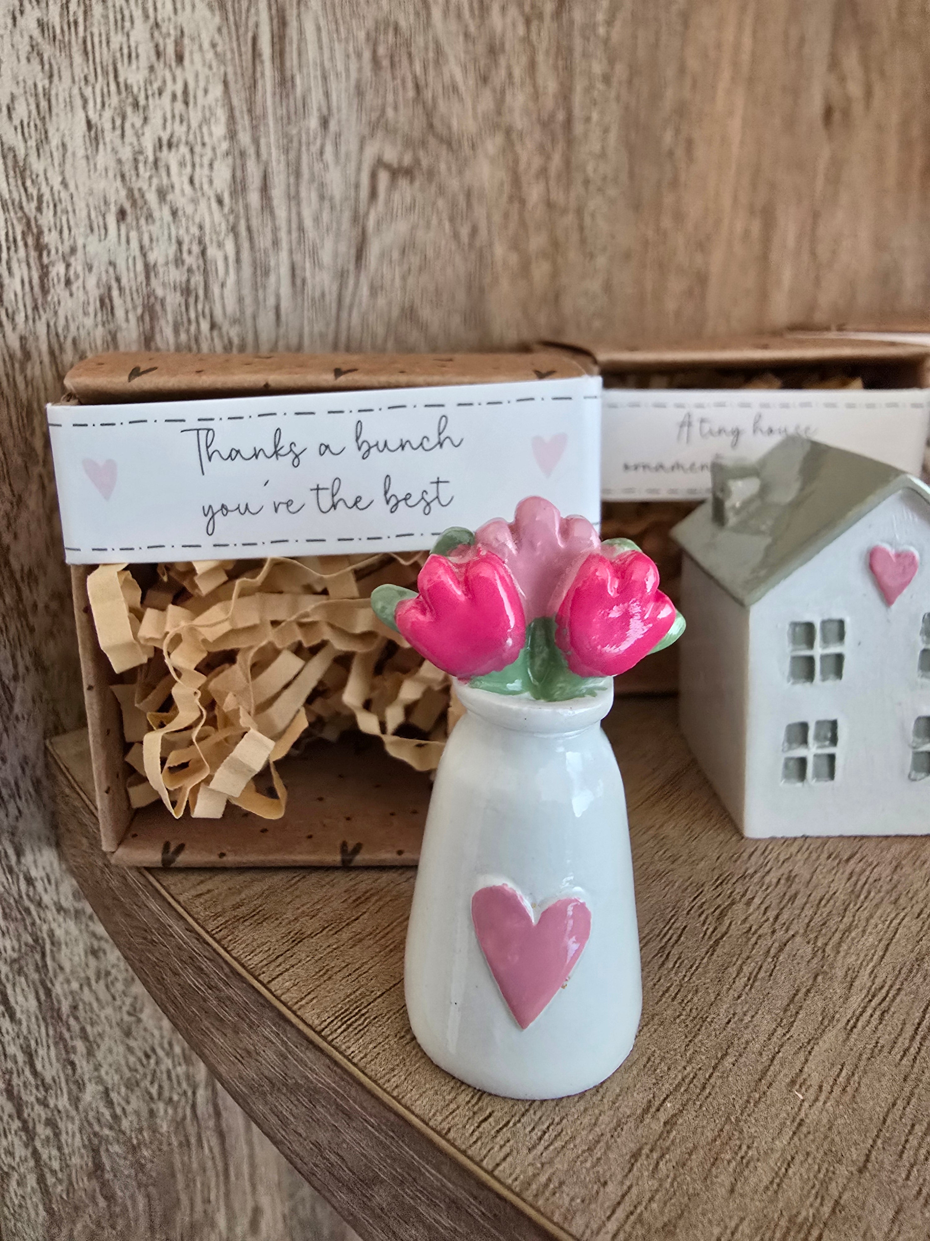 Tiny World Resin Keepsake In Box - Flower Vase House Angel Champagne Lucky Horseshoe Shooting Stars