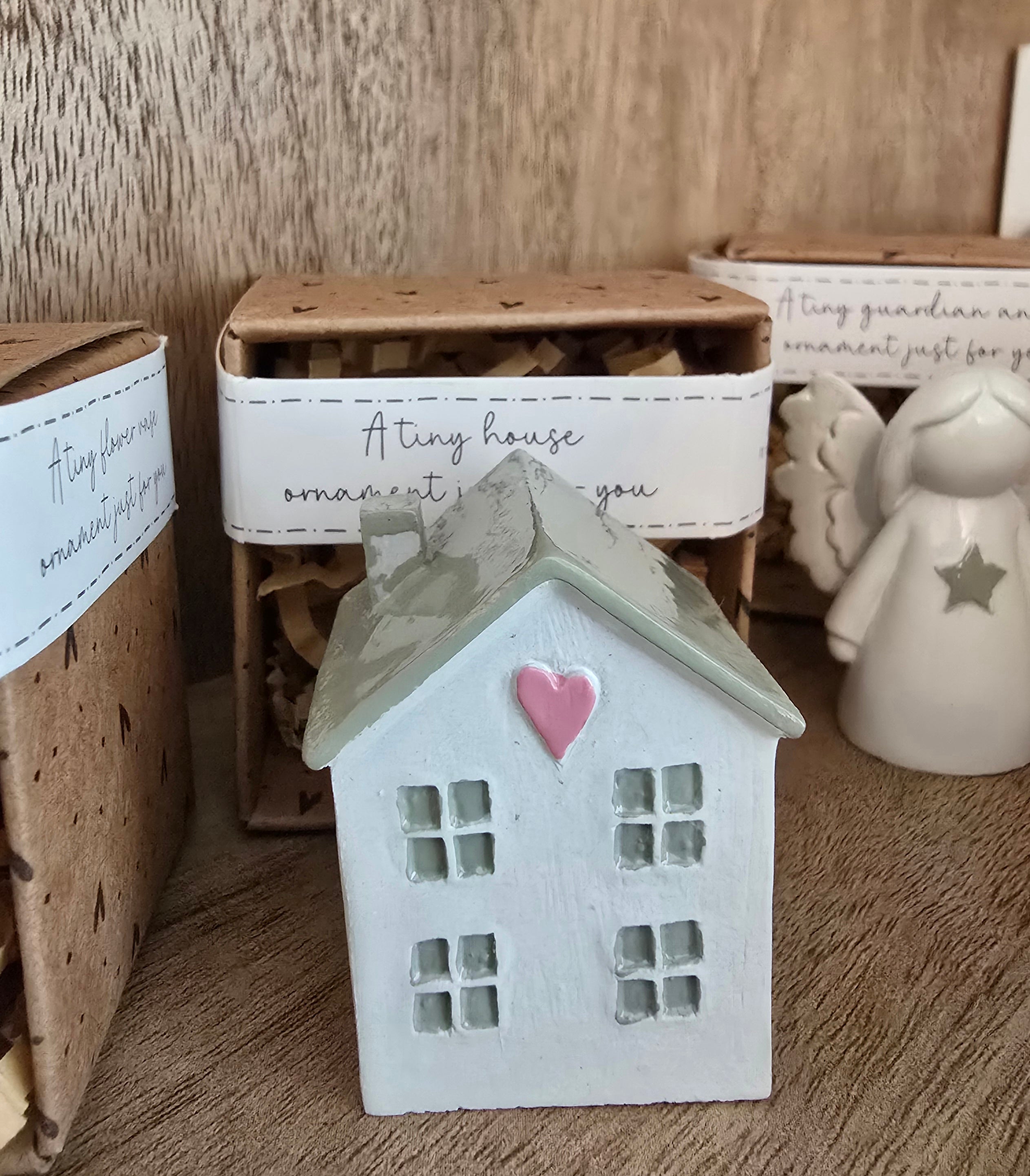 Tiny World Resin Keepsake In Box - Flower Vase House Angel Champagne Lucky Horseshoe Shooting Stars
