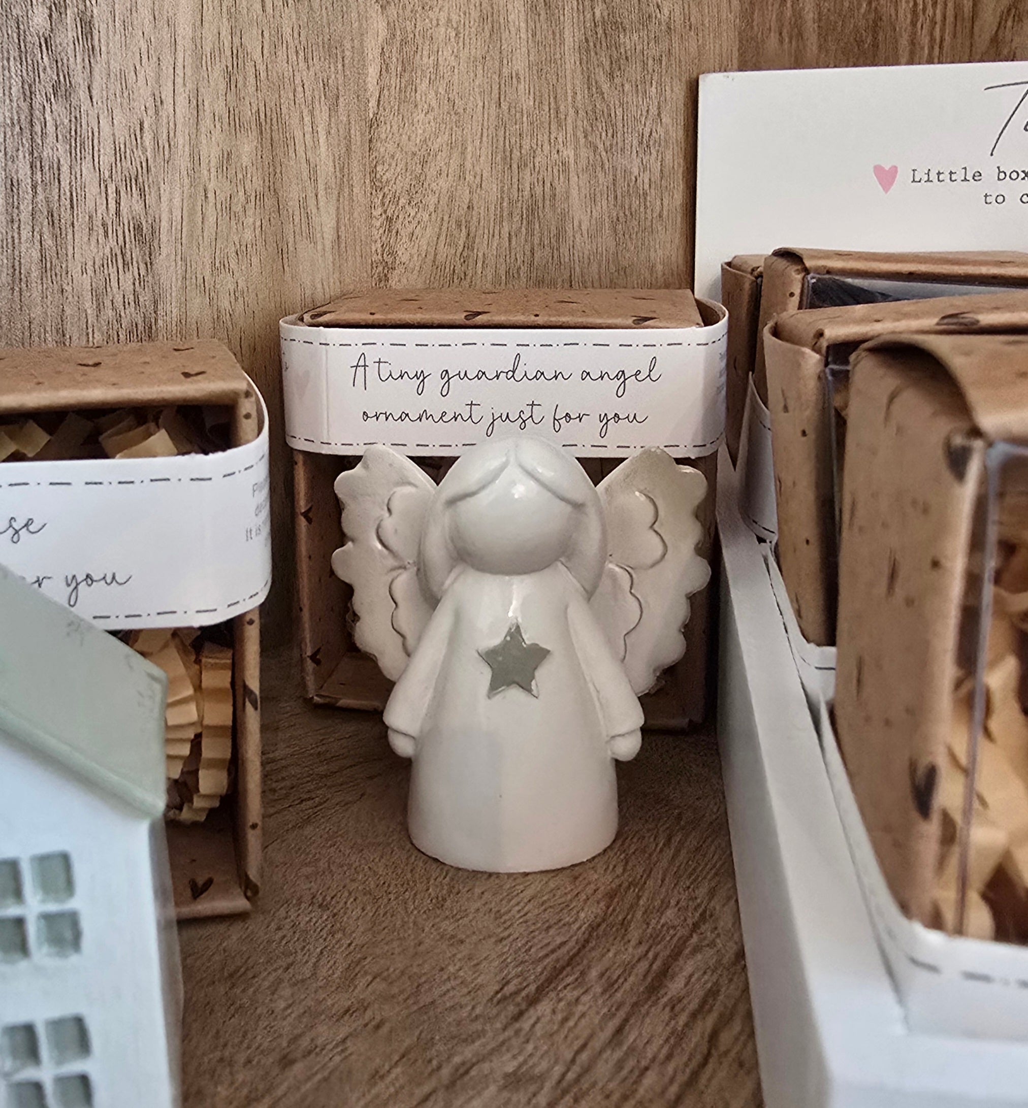 Tiny World Resin Keepsake In Box - Flower Vase House Angel Champagne Lucky Horseshoe Shooting Stars