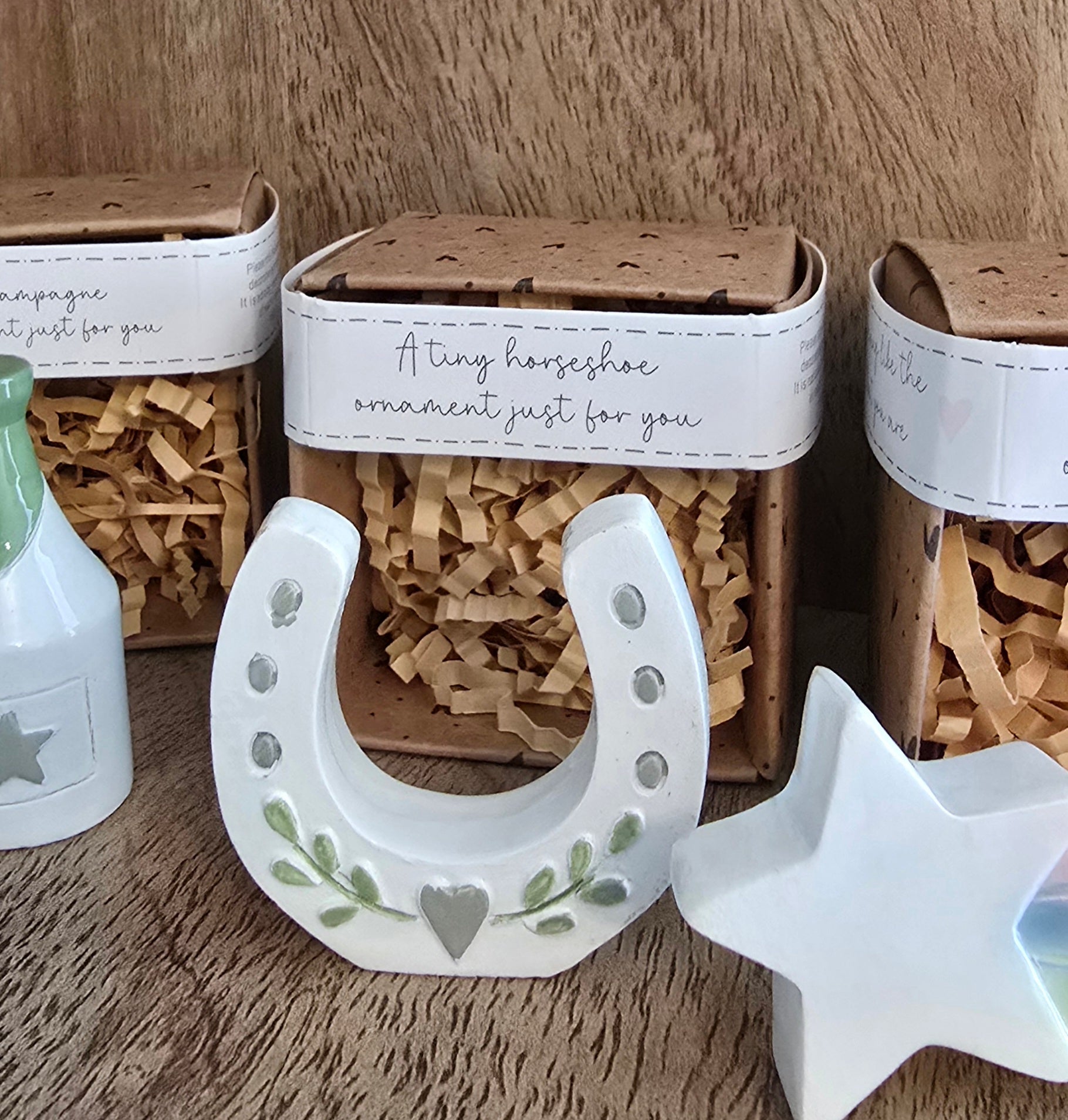 Tiny World Resin Keepsake In Box - Flower Vase House Angel Champagne Lucky Horseshoe Shooting Stars