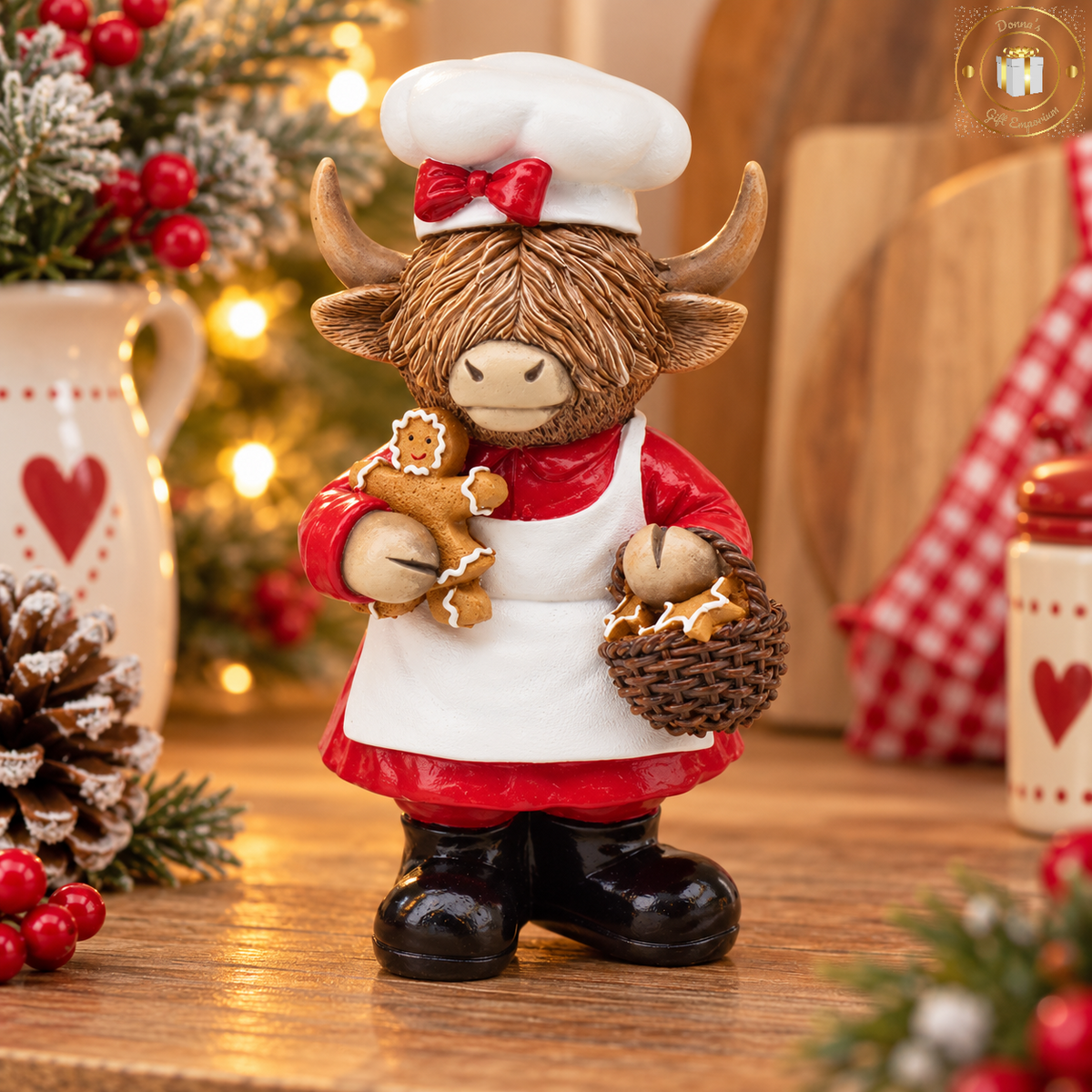 Christmas Highland Cow Gingerbread Baker Ornament