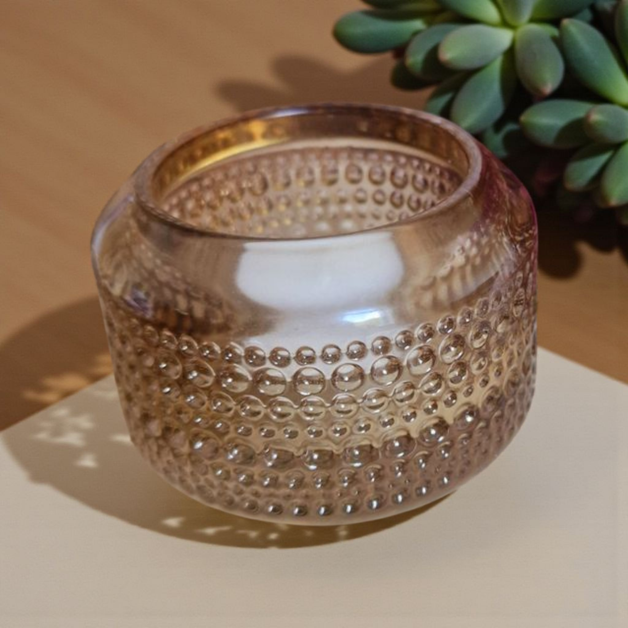Brown Glass Candle Holder