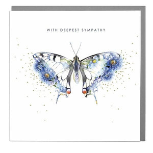 With Deepest Sympathy Floral Butterfly Card .