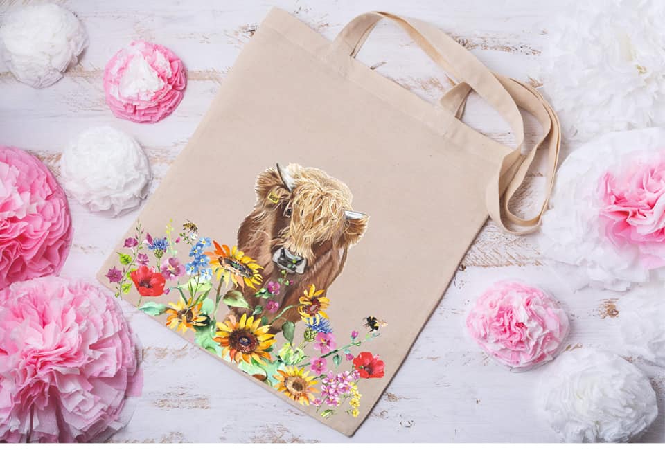 Highland Cow Calf Re-Useable Shopping Bag