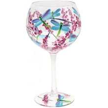 Load image into Gallery viewer, Hand Painted Blue Dragonfly Gin Glass
