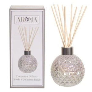 Glass Reed Diffuser Bottle & 50 Rattan Reeds - Clear Lustre