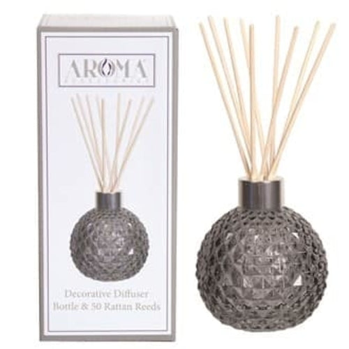 Glass Reed Diffuser Bottle & 50 Rattan Reeds - Grey