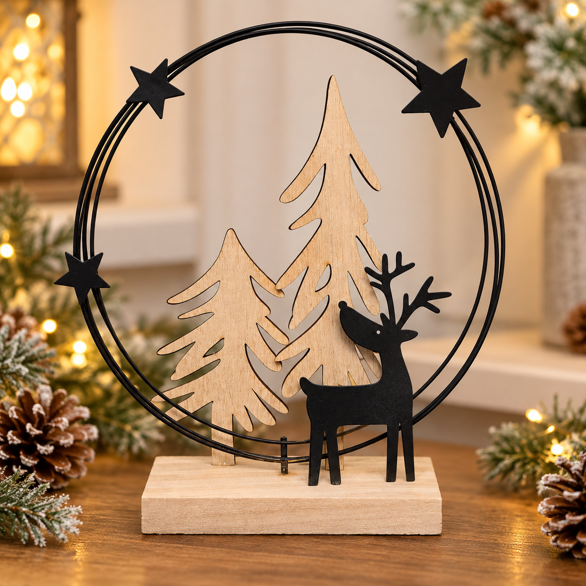 Silhouette Reindeer With Trees
