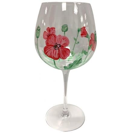 Poppy Hand Painted Wine Glass