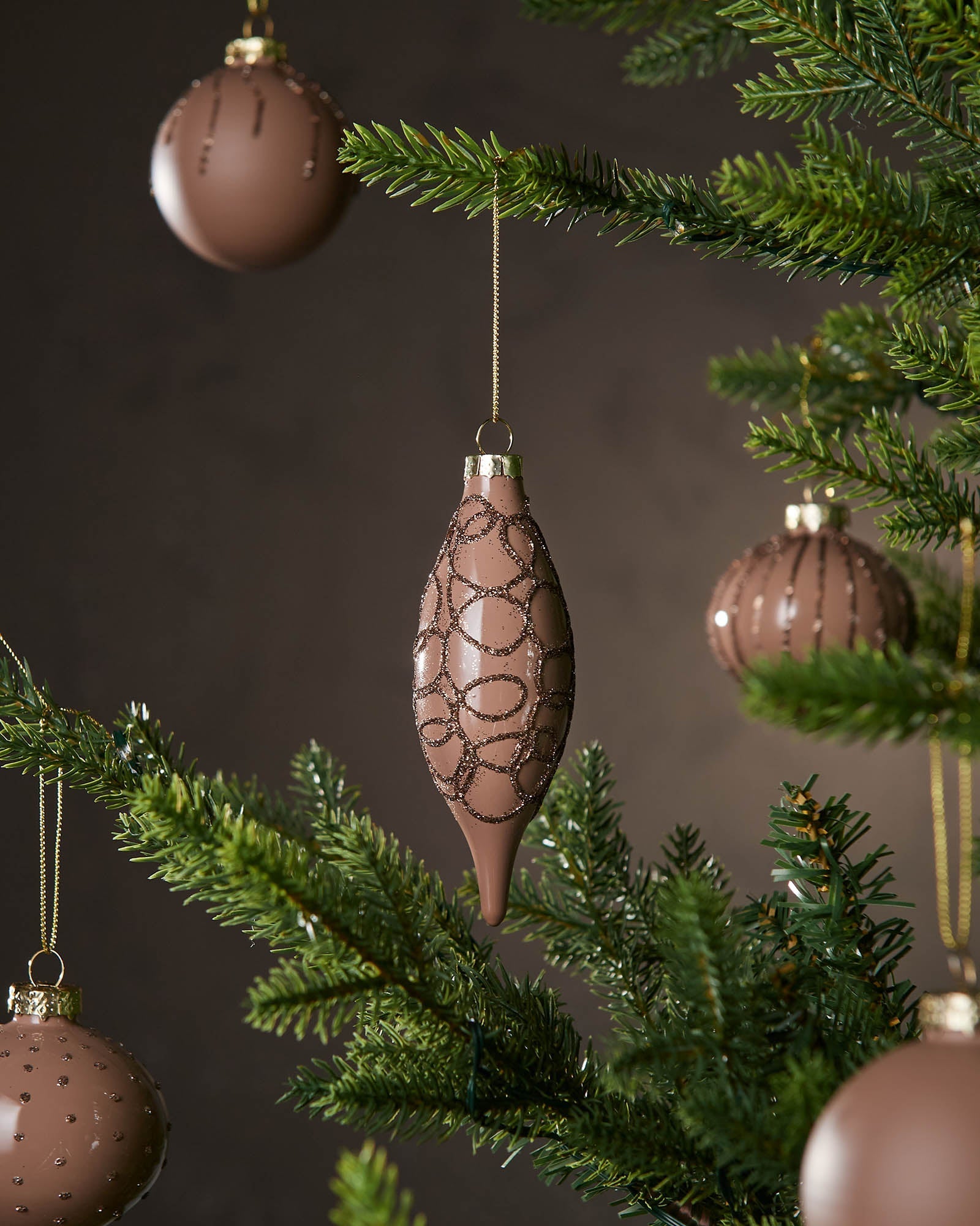 Set of 20 Glass Baubles - Mocha
