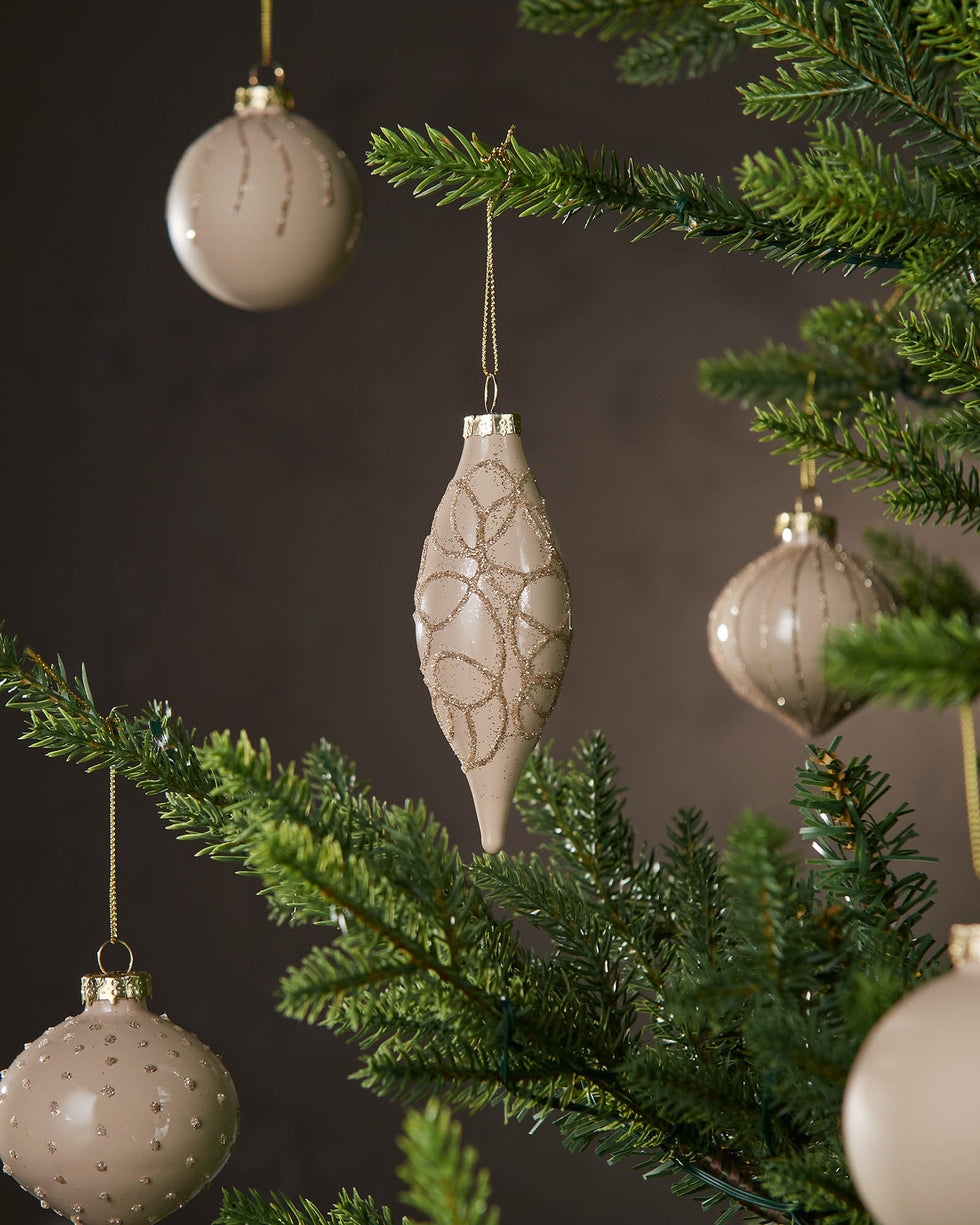Set of 20 Glass Baubles - Latte