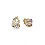 Multi Row Half Hoop Earring with Gems & Pearls in Gold