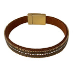 Multi Row Magnetic Bracelet in Chocolate & Gold