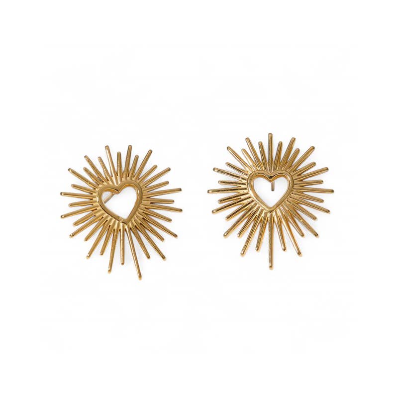 Radiating Heart Earring in Gold