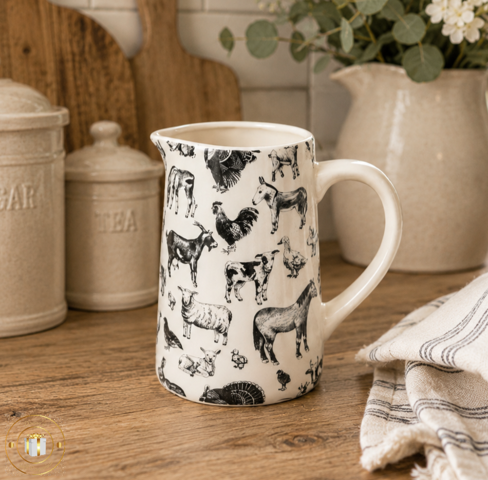 Farming Life Jug - Cow Horse Sheep Goat Cockeral Duck
