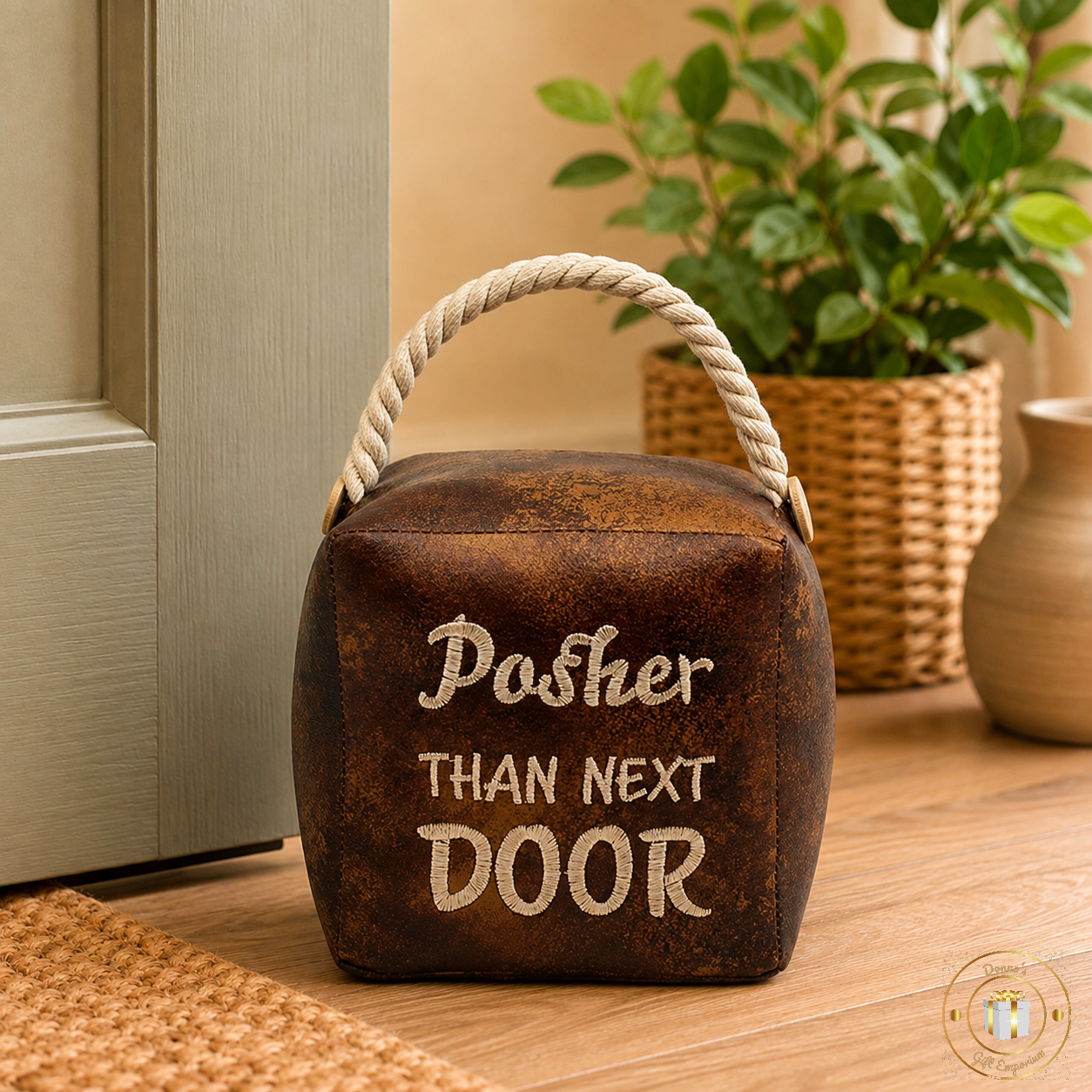 "Posher Than Next Door" Doorstop Brown