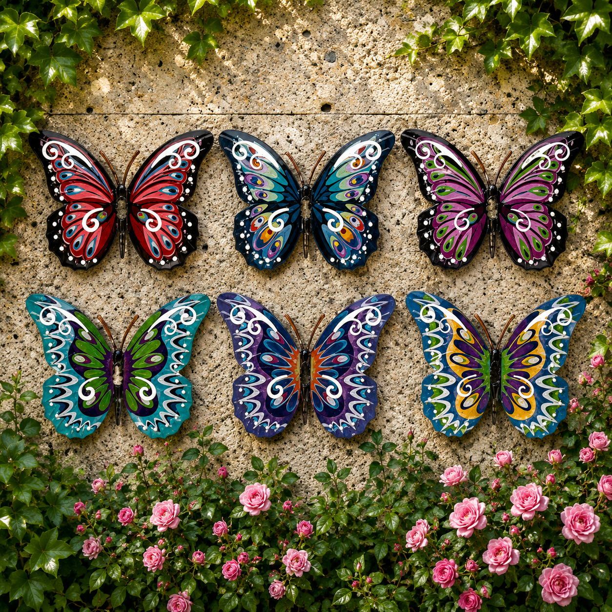 Garden Wall Art - Metallic Butterflies - Small