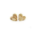 Filigree Gem Detail Heart Stud in Gold