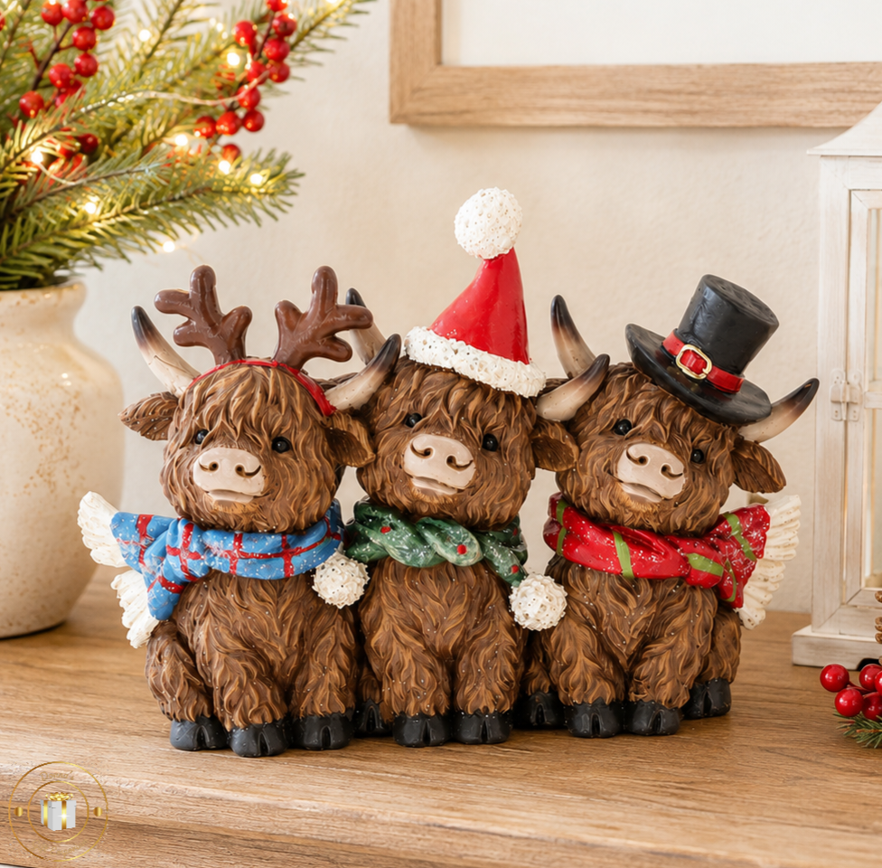 Christmas Highland Cow Trio