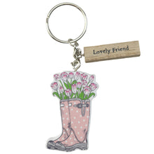 Load image into Gallery viewer, Welly &amp; Flowers Keyring - Mum, Nan, Grandma, Auntie, Sister, Friend
