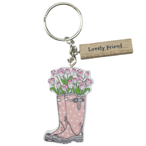 Welly & Flowers Keyring - Mum, Nan, Grandma, Auntie, Sister, Friend