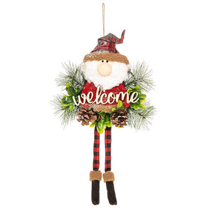 Welcome Santa - Door Hanger Wreath .