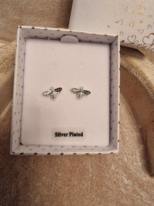 Honey Bee - Silver Plated Stud Earrings