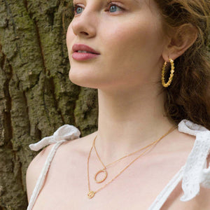 Vivienne - Textured Hoop Earrings In Gold