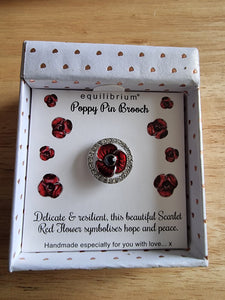 Poppy & Diamante Pin Brooch