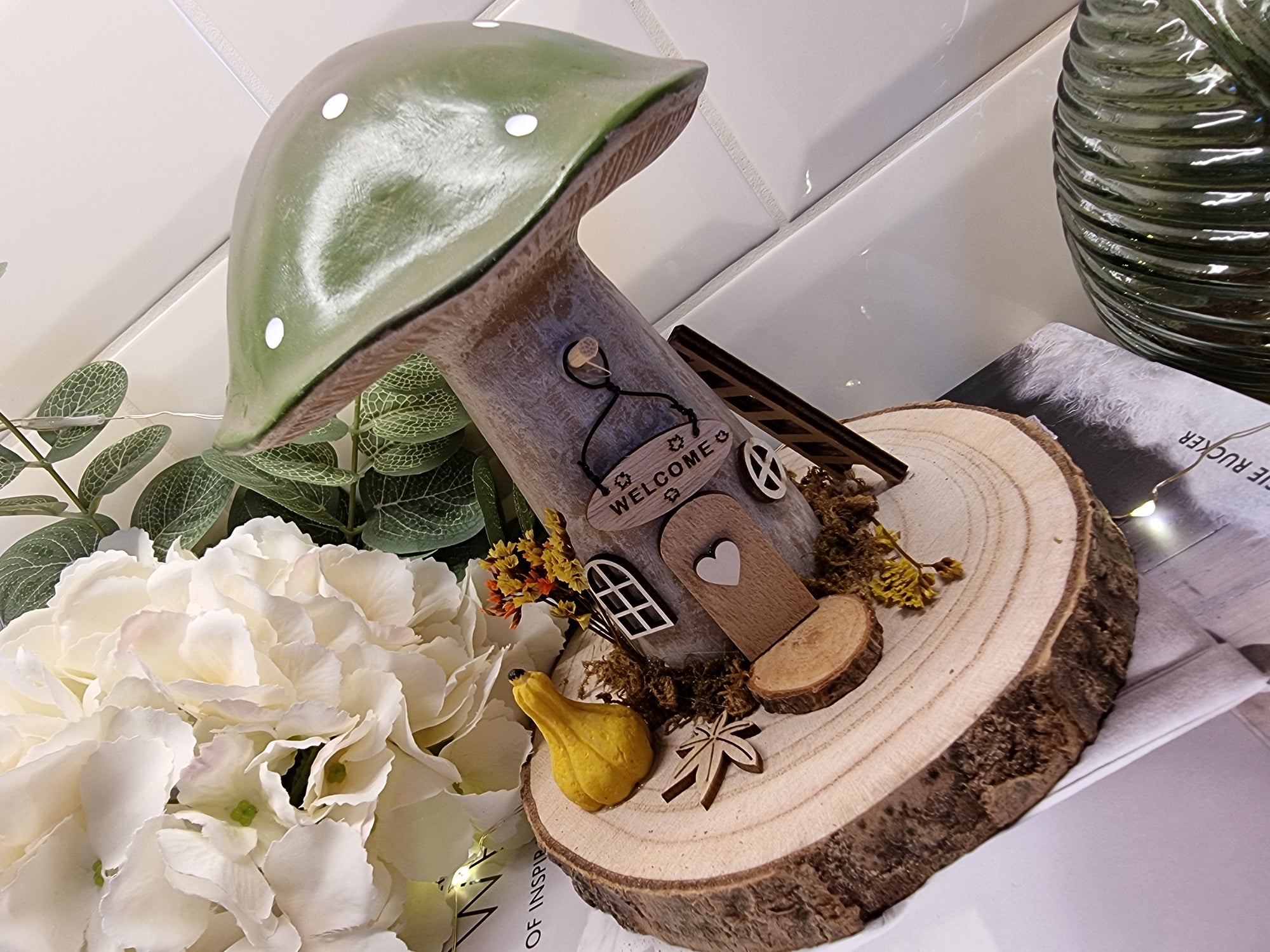 Mushroom Cottage With Gourd & Ladders or Squirrel & Acorn