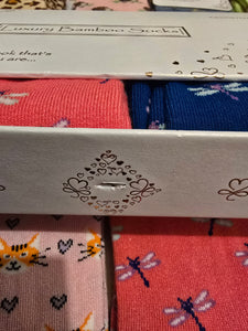 2nd Bamboo Socks Gift Box - Ditsy Dragonfly - Ladies