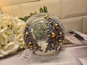 2nd LED Crackle Ball - White & Gold Trees