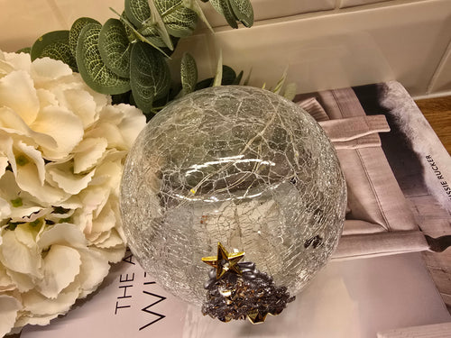 2nd LED Crackle Ball - White & Gold Trees