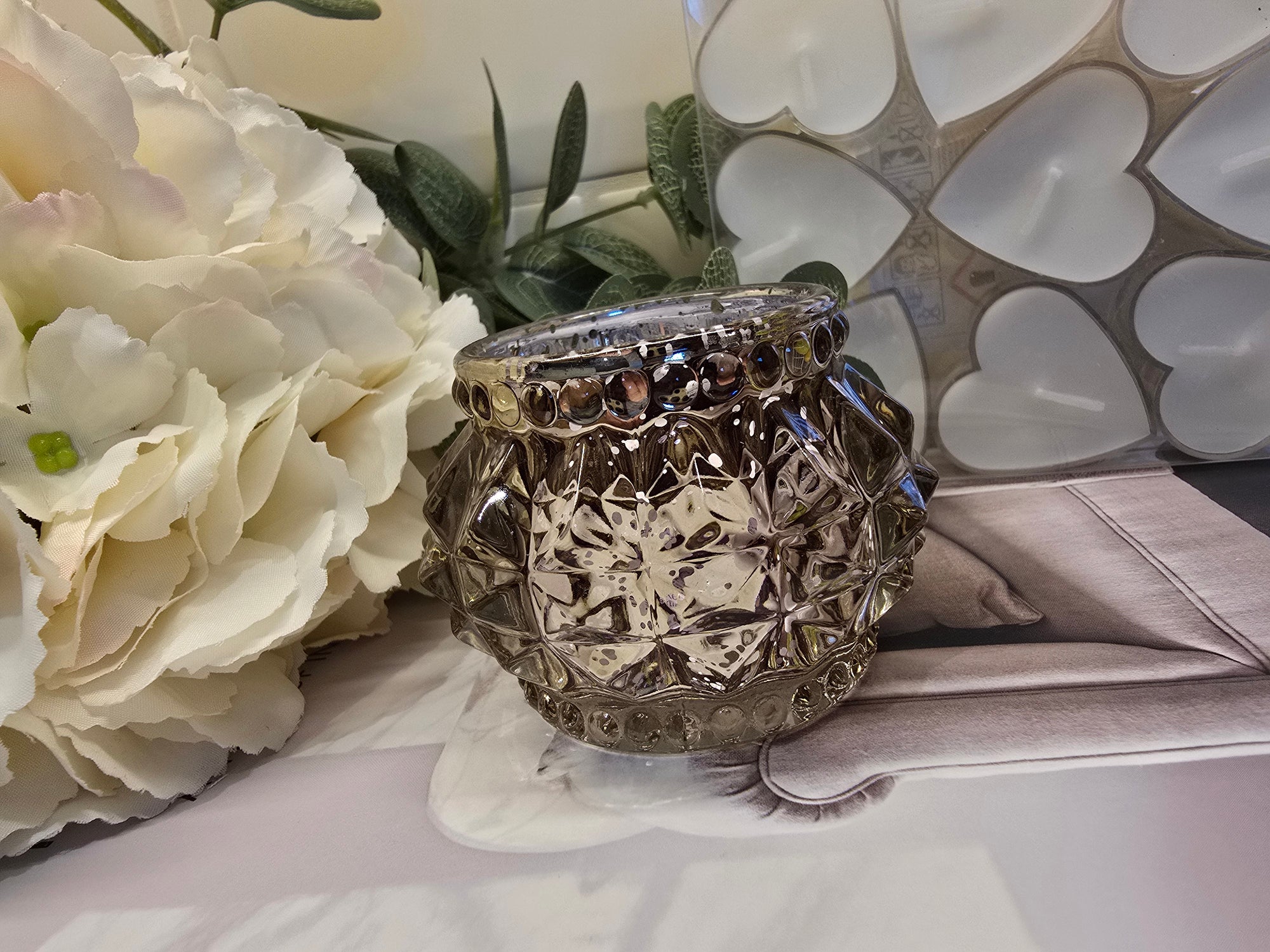 Glass T-Light Holder - Gold