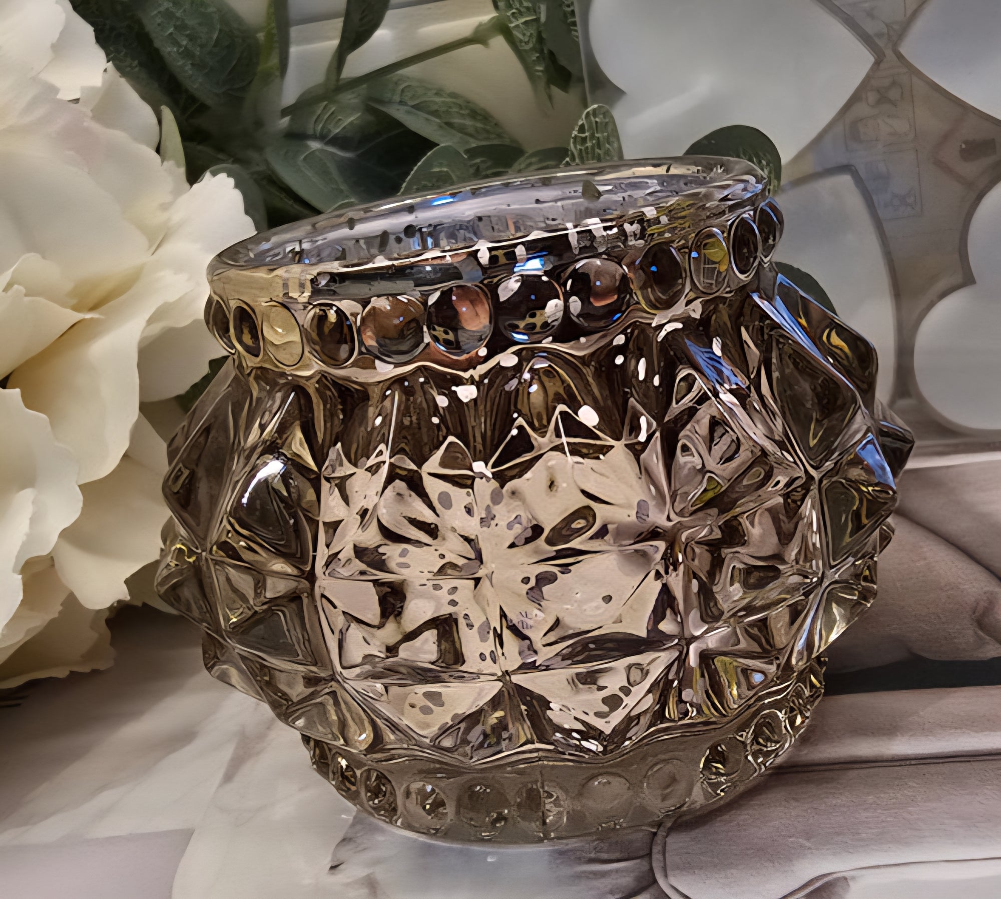 Glass T-Light Holder - Gold