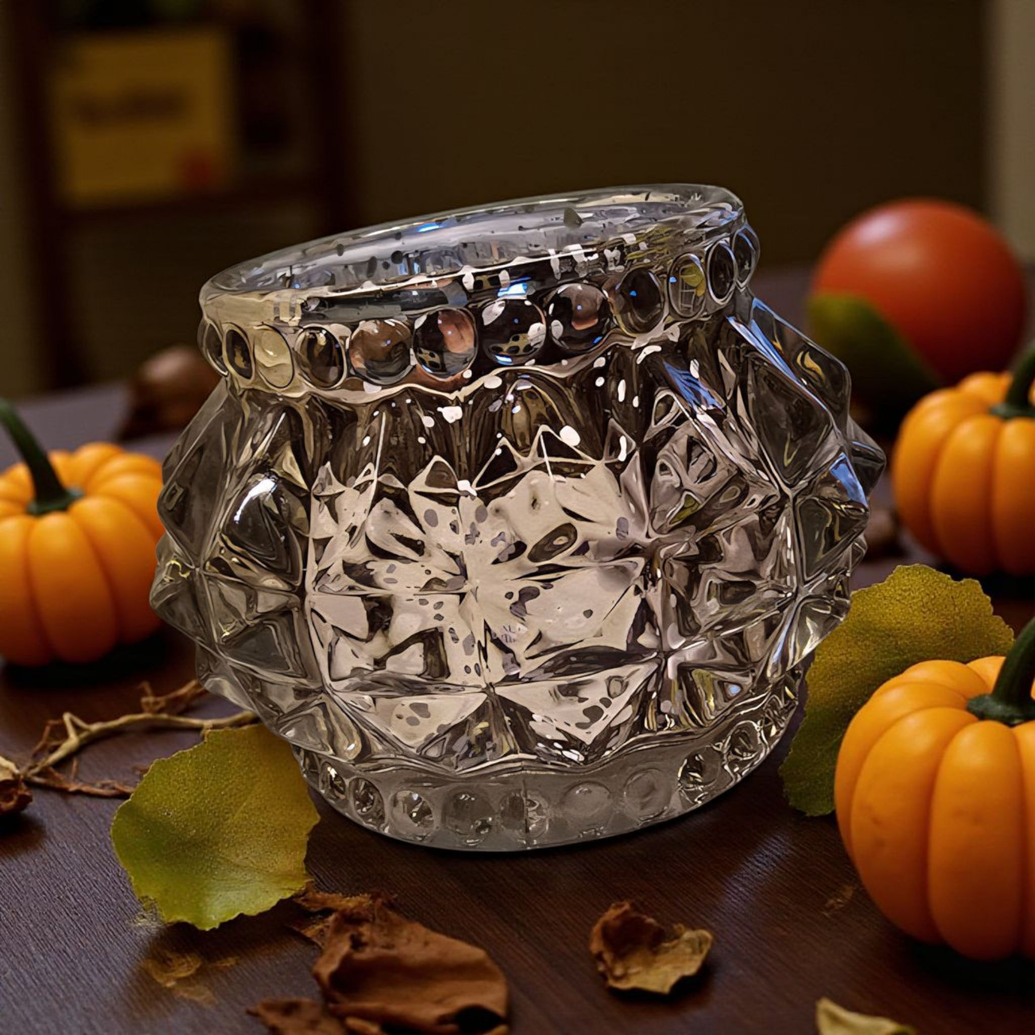 Glass T-Light Holder - Gold