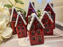 Load image into Gallery viewer, Winter Village -Red Ceramic Christmas Houses - Set of 6
