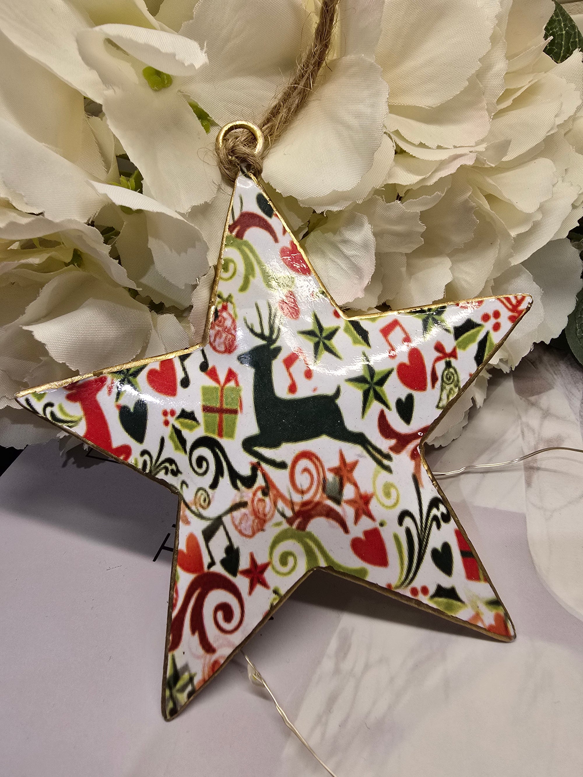 Christmas Tree Decoration- Red & Green Festive Stag